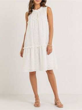 Sunday in Brooklyn White Eyelet Tiered Ruffle Dress XS
